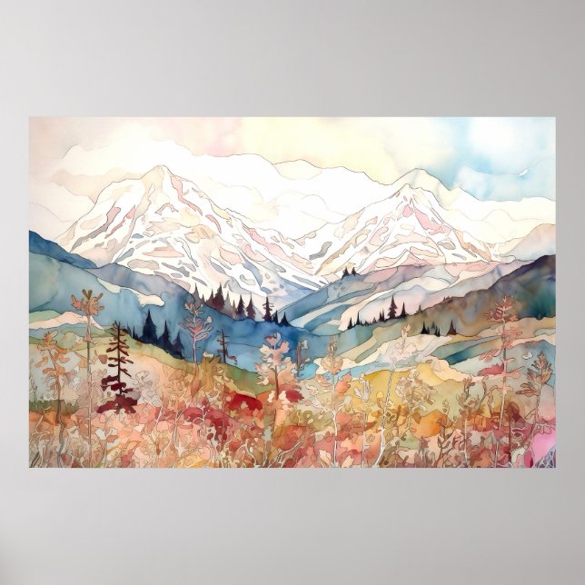 Denali National Park Watercolor Poster (Framsidan)