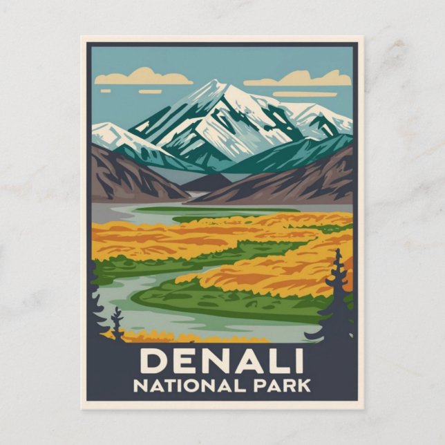 Denali nationalpark Alaska-berget Vykort (Framsida)