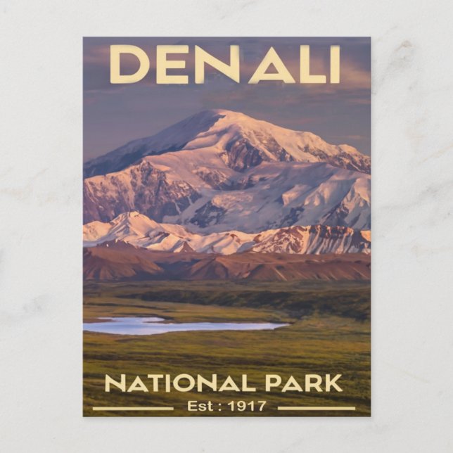 Denali nationalpark Alaska-berget Vykort (Framsida)