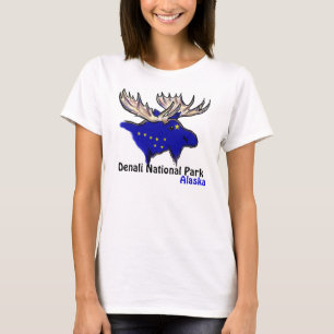 Denali nationalpark Alaska flagga elk dam T Shirt