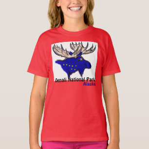 Denali nationalpark Alaska flagga elk-flickor T Shirt