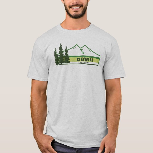 Denali nationalpark Alaska Grönt Rand T Shirt (Framsida)