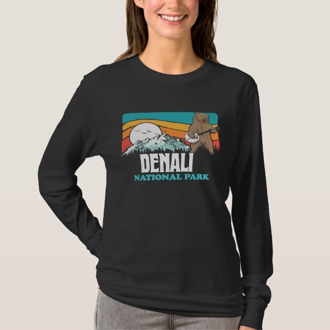 Denali nationalpark Alaska Mountains Banjo Bear T Shirt (Framsida)