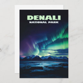 Denali nationalpark Alaska Northern Ljus Retro