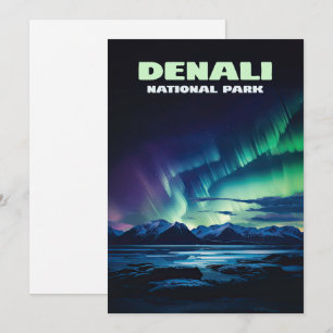 Denali nationalpark Alaska Northern Ljus Retro