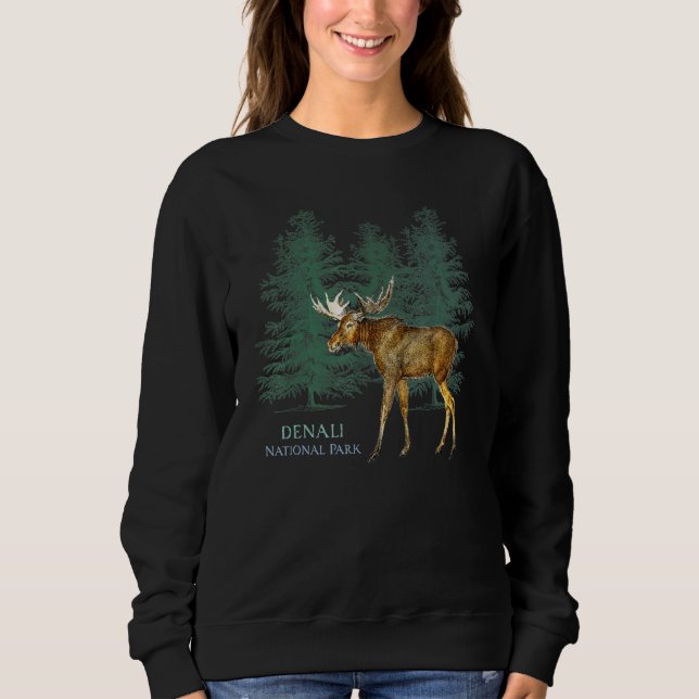 Denali nationalpark Alaska Usa Moose Träd T Shirt (Framsida)