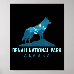 Denali nationalpark Alaska varg berg Poster