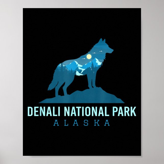 Denali nationalpark Alaska varg berg Poster (Framsidan)