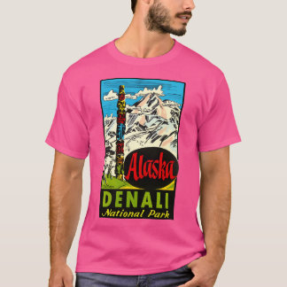 Denali nationalpark Alaska Vintage resor Decal T Shirt