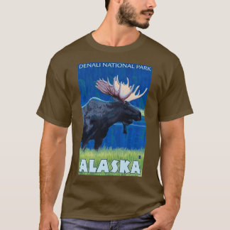 Denali nationalpark Alaska Vintage resor Moose T Shirt