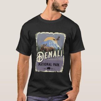 Denali nationalpark Alaska Vintage resor Poster T Shirt
