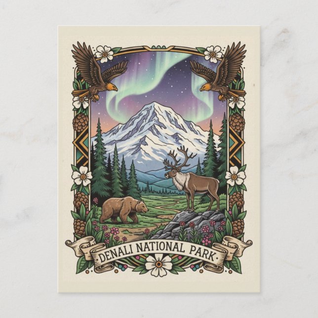 Denali nationalpark Alaska Vykort (Framsida)