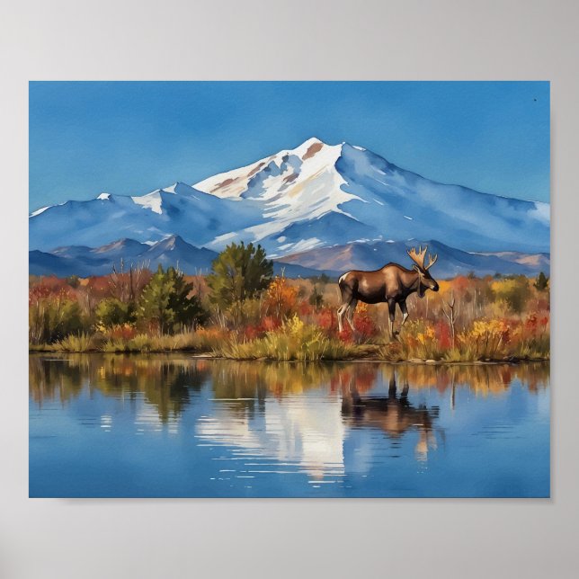 Denali nationalpark Alaska Watercolor Poster (Framsidan)