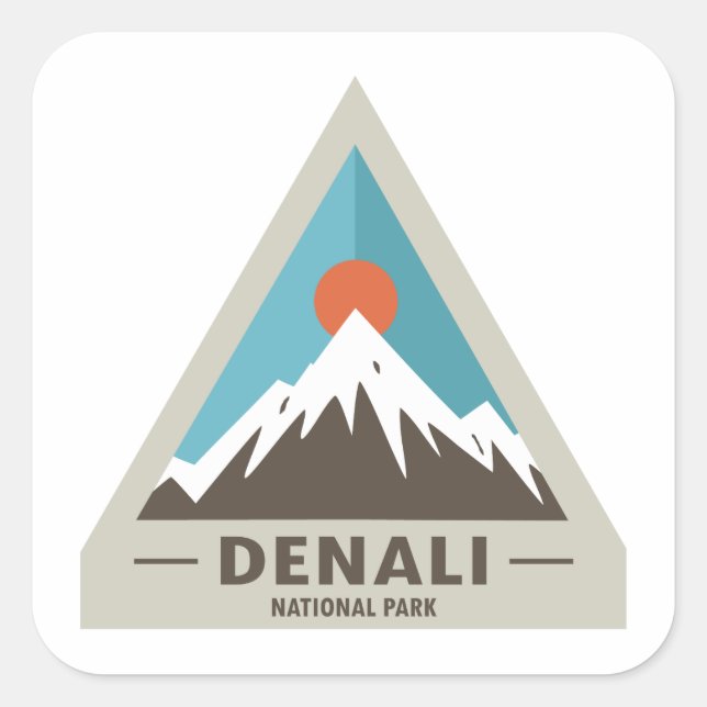 Denali nationalpark fyrkantigt klistermärke (Framsida)