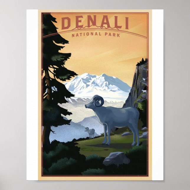 Denali nationalpark Litho Artwork Poster (Framsidan)