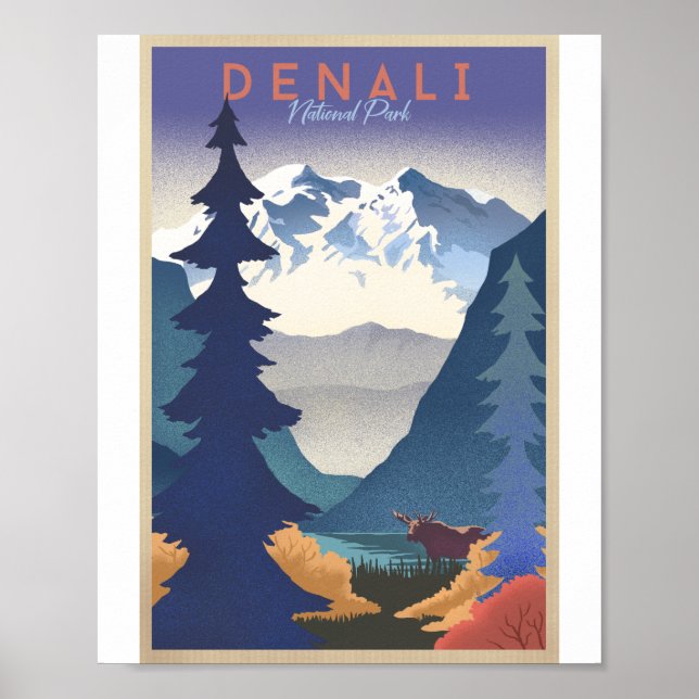 Denali nationalpark Litho Artwork Poster (Framsidan)