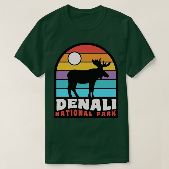 Denali nationalpark Moose Badge T Shirt (Design framsida)