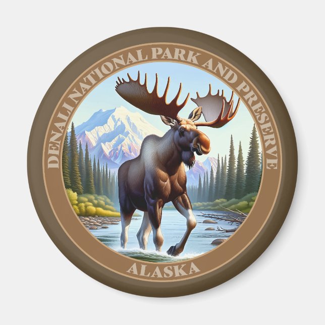 Denali Nationalpark och Preserve Alaska Magnet (Framsidan)