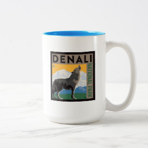 Denali nationalpark Varg för Howling Två-Tonad Mugg