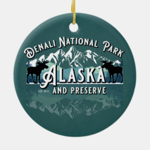 DENALI NATIONELLT PARTI OCH BEVARANDE KEEPSAKE-HEL JULGRANSPRYDNAD KERAMIK