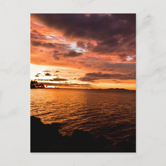 Denaru ösolnedgång, Fiji Vykort (Framsida)