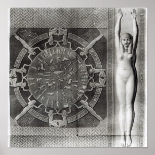 Dendera Zodiac som inristas i 1802 Poster