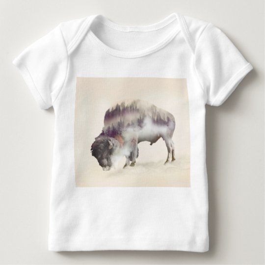dendubbla exponering-amerikanen buffel-landskap t shirt