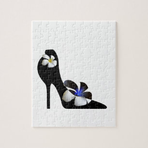 Denheeled svart eleganten skor. Fantasi av kick f Pussel