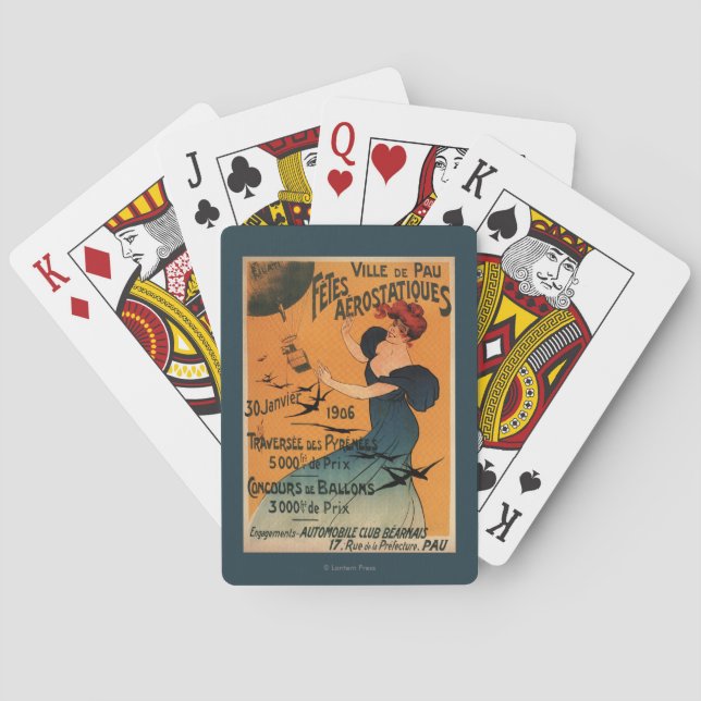 DenHövdade kvinnan väntar på ballongfågelaffischen Casinokort (Baksidan)