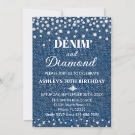 Denim and Diamond Birthday Party Invitation Inbjudningar