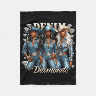 Denim and Diamonds African Melanin Swag Cowtjejer Fleecefilt