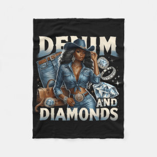 Denim and Diamonds African Melanin Swag Cowtjejer  Fleecefilt