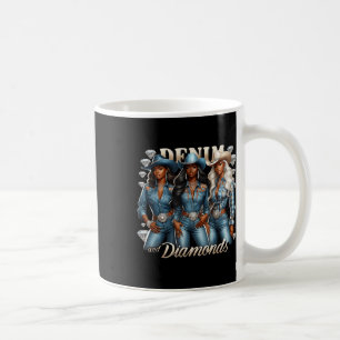 Denim and Diamonds African Melanin Swag Cowtjejer Kaffemugg