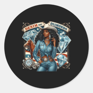 Denim and Diamonds African Melanin Swag Western Co Runt Klistermärke