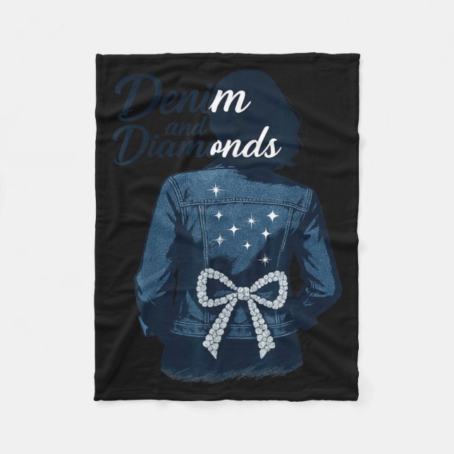 Denim And Diamonds Bow Ladies Girls Jeans Women  Fleecefilt (Framsidan)