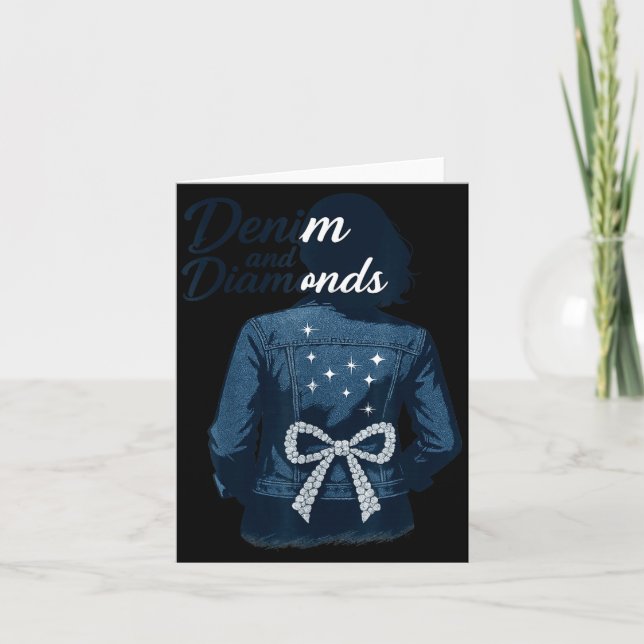 Denim And Diamonds Bow Ladies Girls Jeans Women  Kort (Framsida)