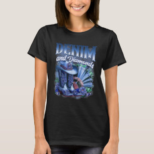 Denim And Diamonds Country Western Cowgirl Stövlar T Shirt