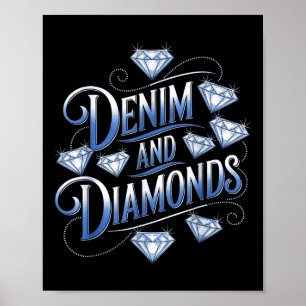 Denim and Diamonds Land Western Bachelorette Pa Poster