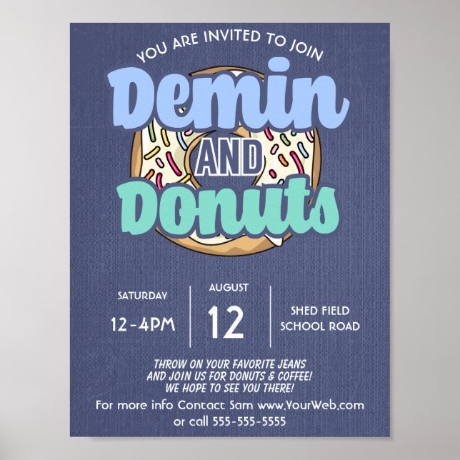 Denim and donuts school PTO PTA-insamlare Poster (Framsidan)