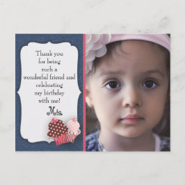 Denim and Rosa Muffinss Photo Birthday Tack Vykort