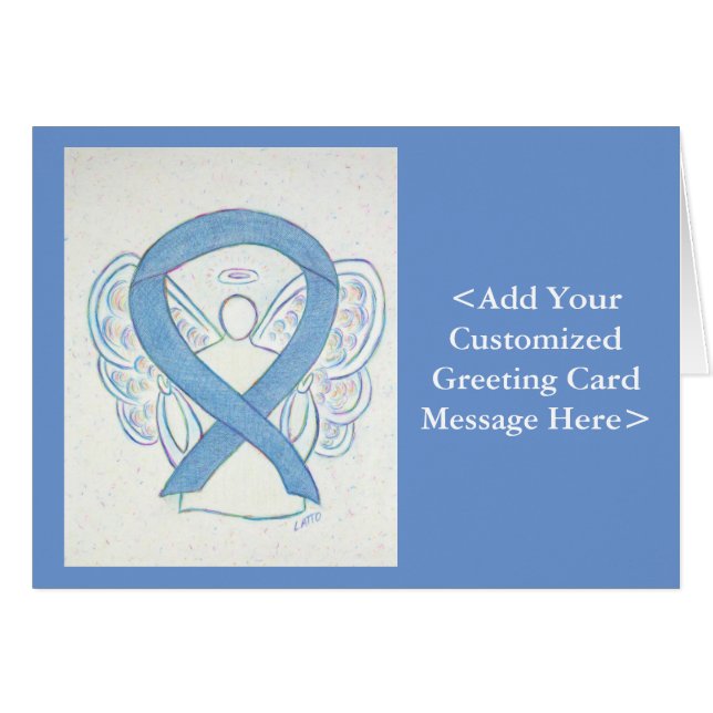 Denim Awareness Ribbon Angel Cards Hälsningskort (Framsidan Horizontal)