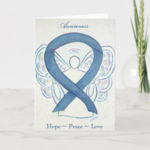Denim Awareness Ribbon Ängel Högtid Gratulationsko Helgkort