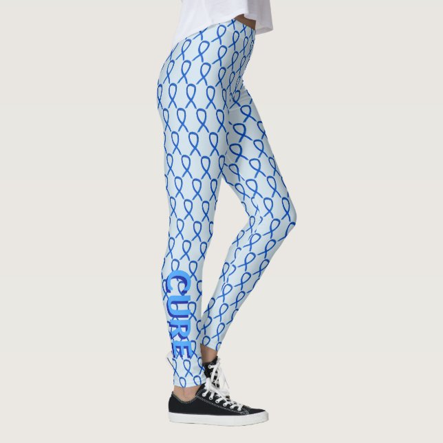 Denim Awareness Ribbon Anpassningsbar Ord Art Legg Leggings (Höger)