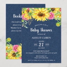 Denim Baby Shower-inbjudan med solblommor Inbjudningar