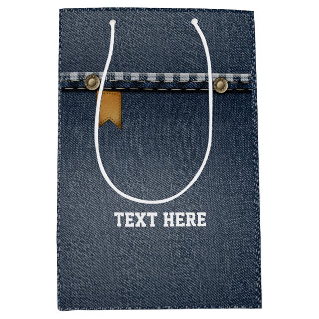 denim bag, blue denim födelsedagsfest Gift Bag (Framsidan)