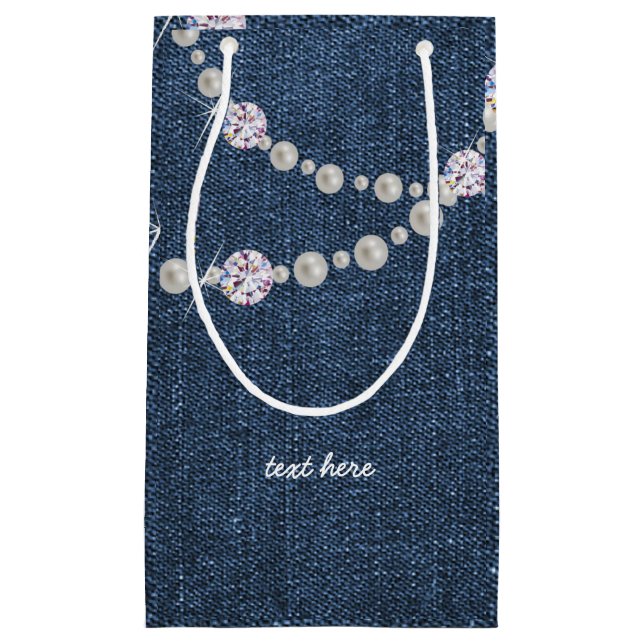 denim bag, blue denim födelsedagsfest Gift Bag (Framsidan)