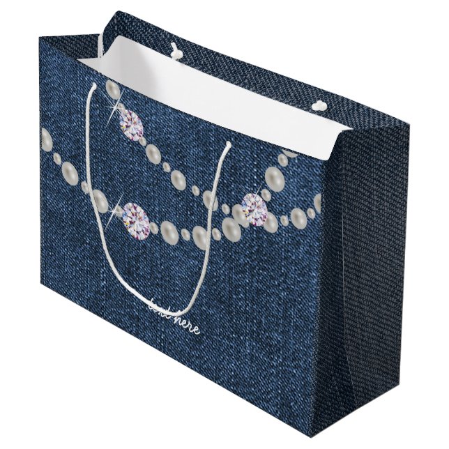 denim bag, blue denim födelsedagsfest Gift Bag (Framsidan Vinklad)