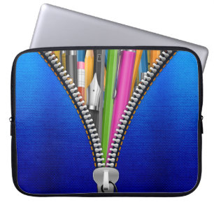 Denim bärbar dator med Zipper-grafik Laptop Fodral