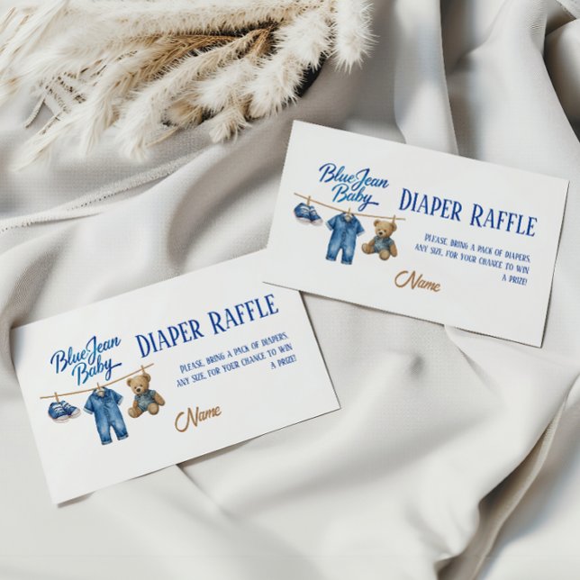 Denim Bear Blue Jean Baby Shower Raffle Tilläggskort (Skapare uppladdad)