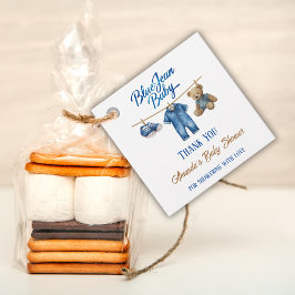 Denim Bear Clothesline Boy Blue Jean Baby Shower Gåvor Etiketter